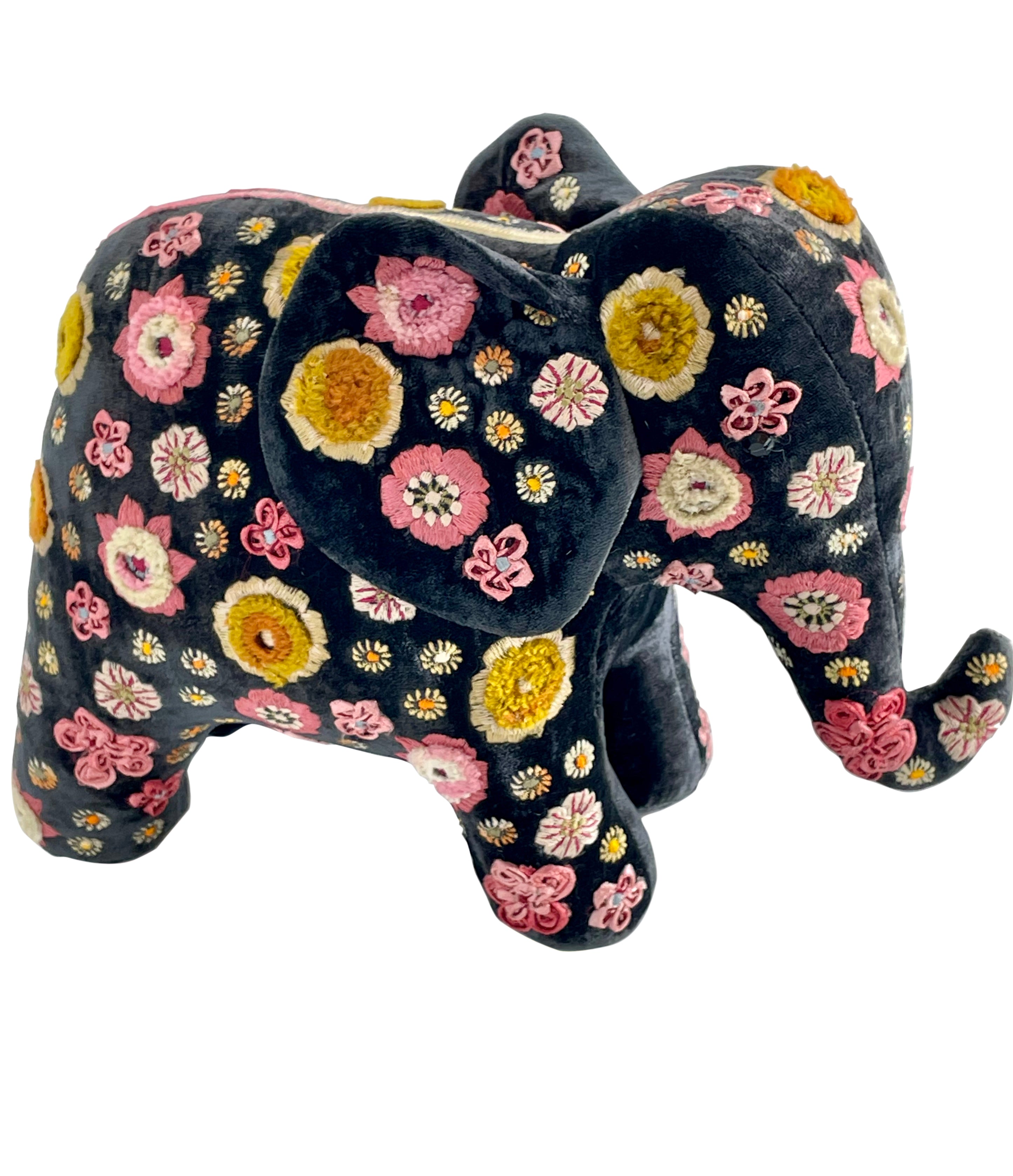 Beauty Elephant Hand Embroidered Silk & Velvet Animal