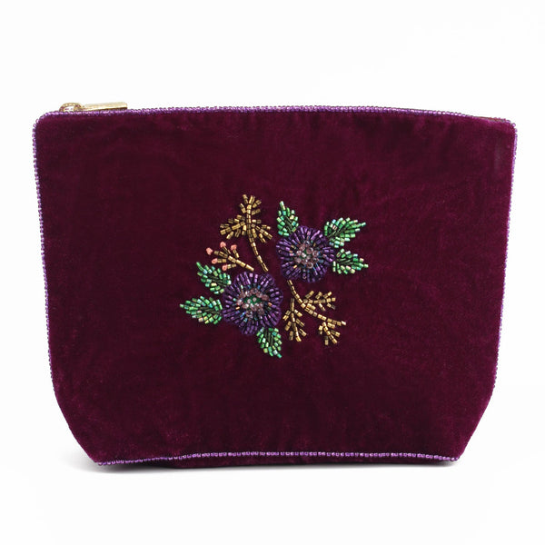 Purple Flower Velvet Pouches