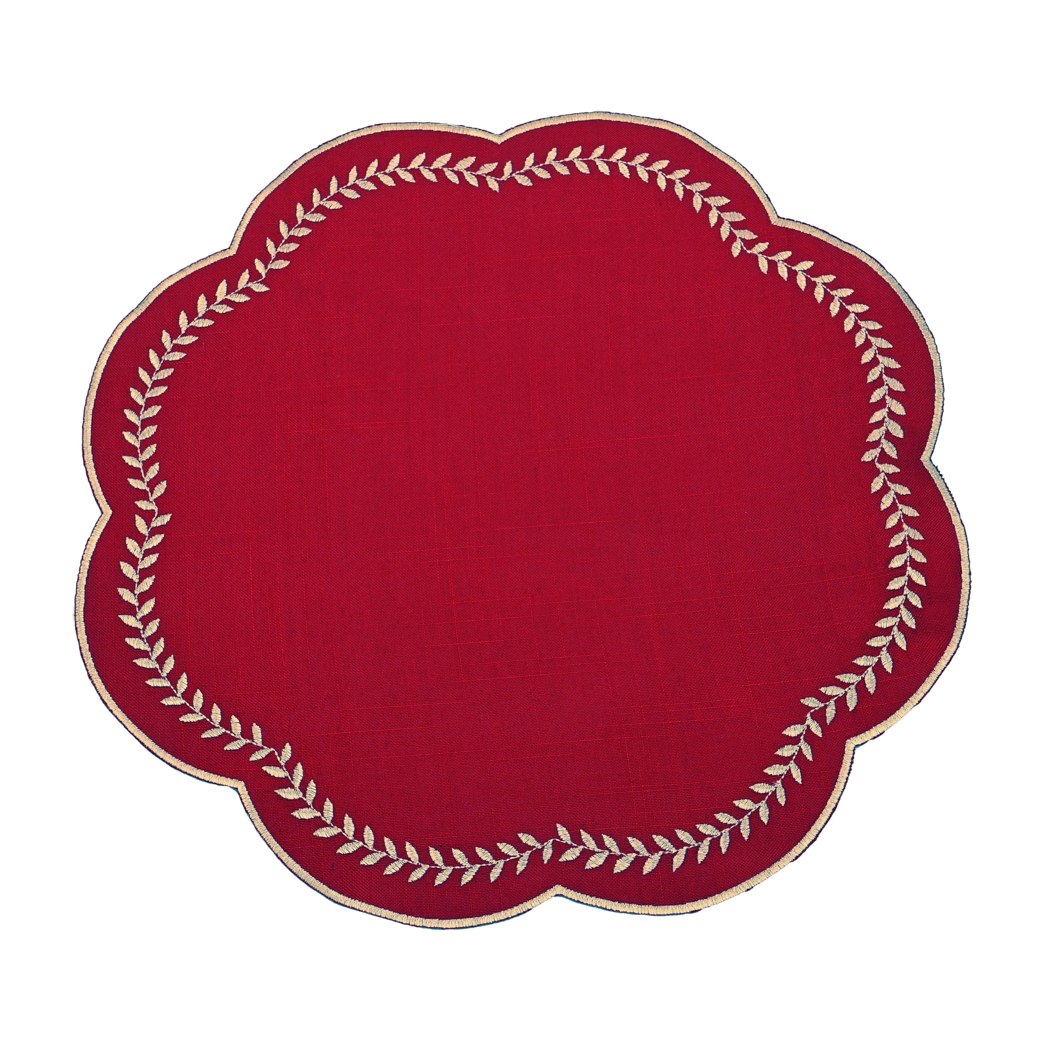 Scalloped Embroidered Leaf Placemats