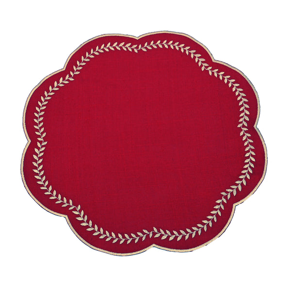 Scalloped Embroidered Leaf Placemats