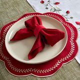 Scalloped Embroidered Leaf Placemats