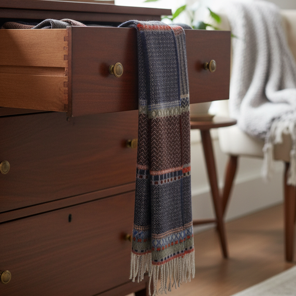 Cassia Blue 100% Merino Lambswool Scarf