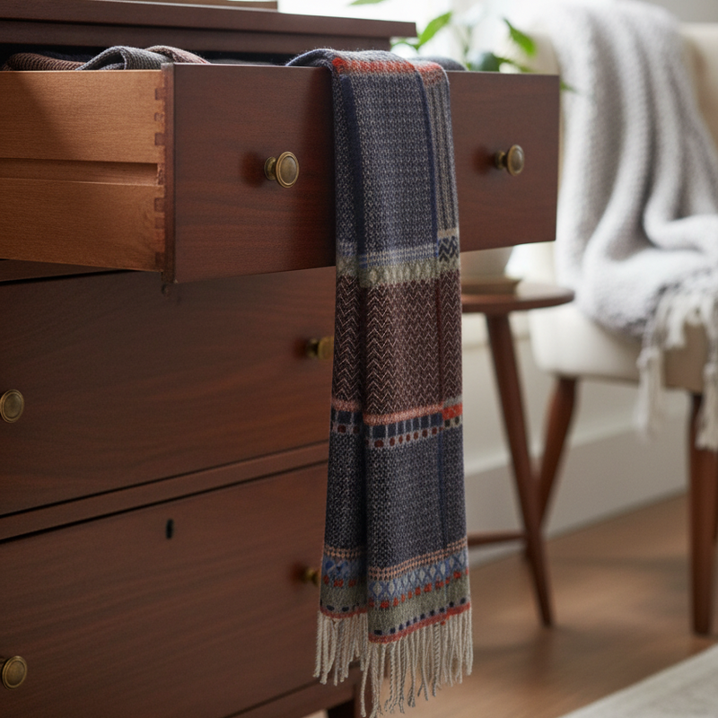 Cassia Blue 100% Merino Lambswool Scarf