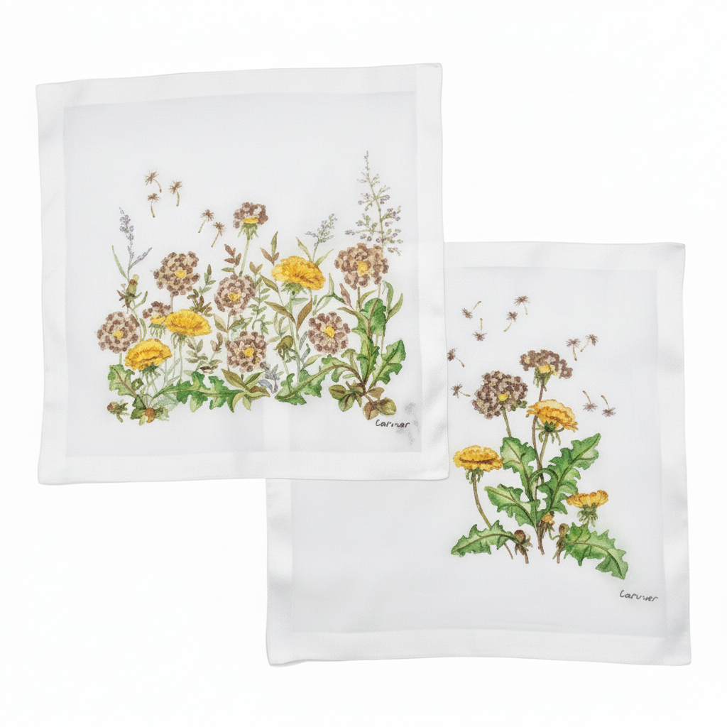 Lehner Swiss Cotton Ladies Handkerchiefs - Assorted Yellow Flower Design