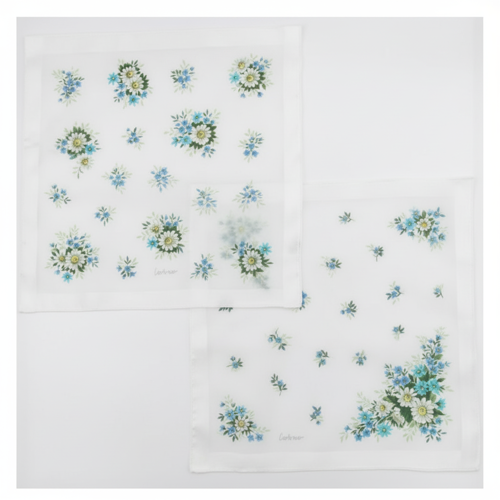 Lehner Swiss Cotton Ladies Handkerchiefs - Assorted Daisy & Forget Me Not