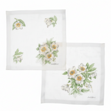 Lehner Ladies Swiss Cotton Hand Rolled Handkerchief - White Flower (Christmas Rose)