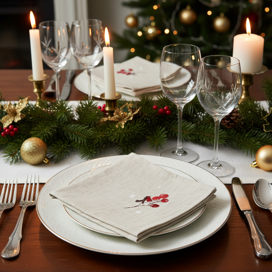 Snowman Robin Festive Table Linens