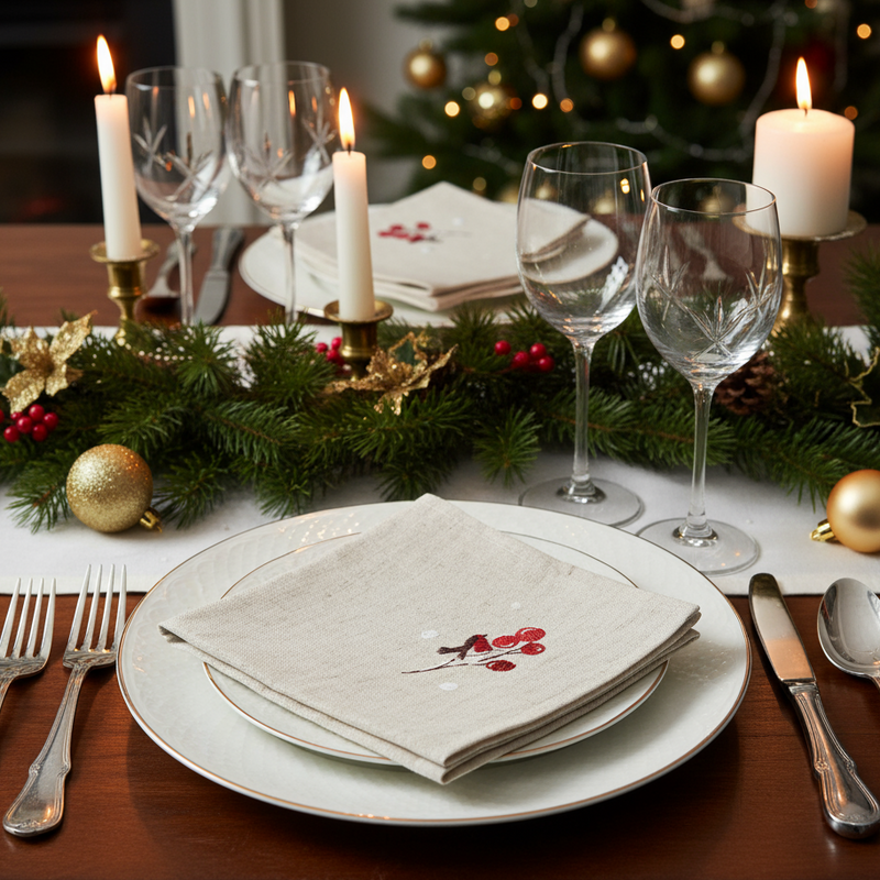 Snowman Robin Festive Table Linens