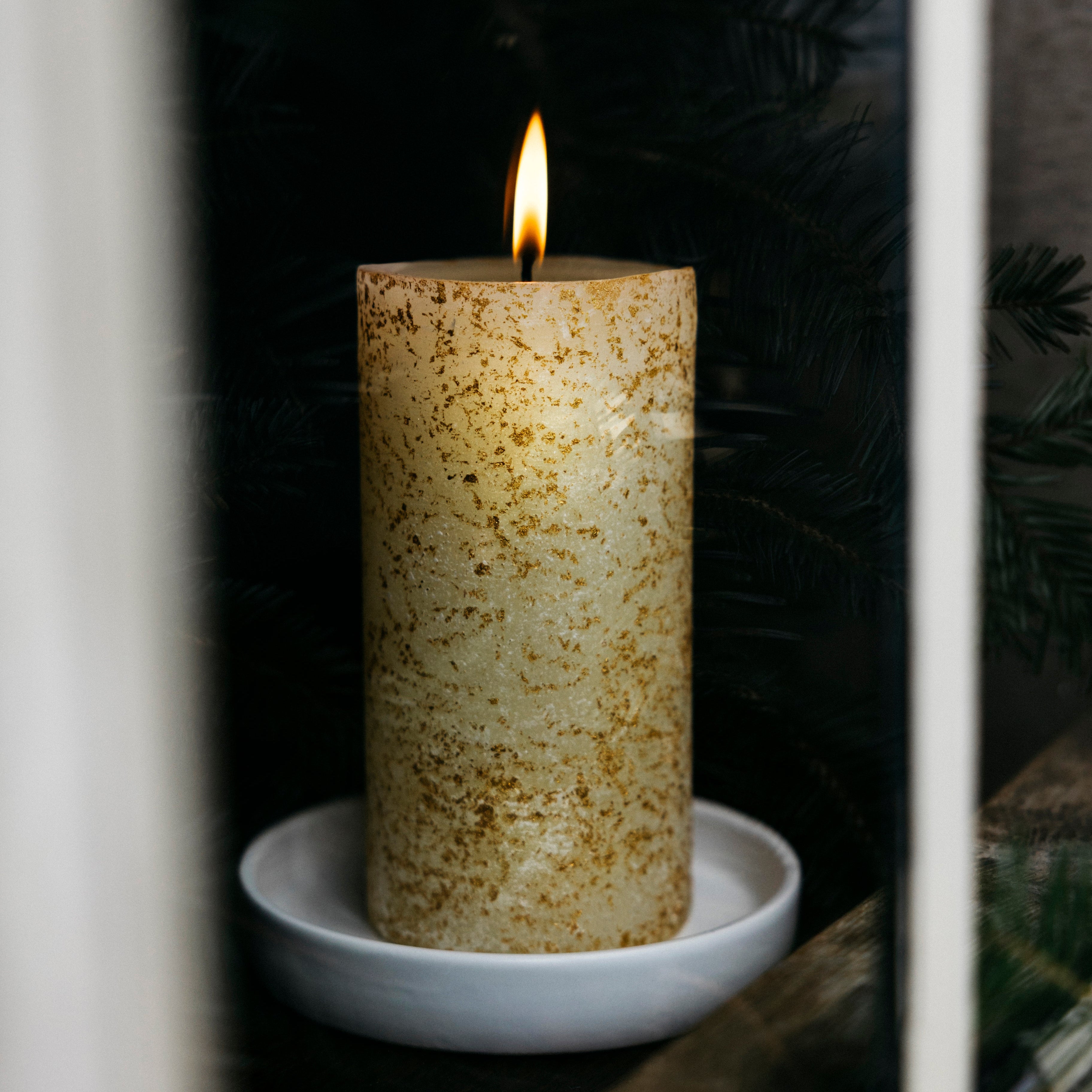 Gold 'Marbled' Pillar Candle