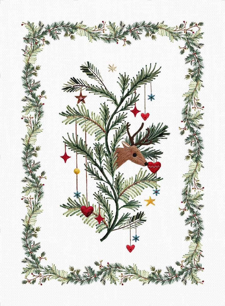 Rudy Christmas Design Linen Tea Towels