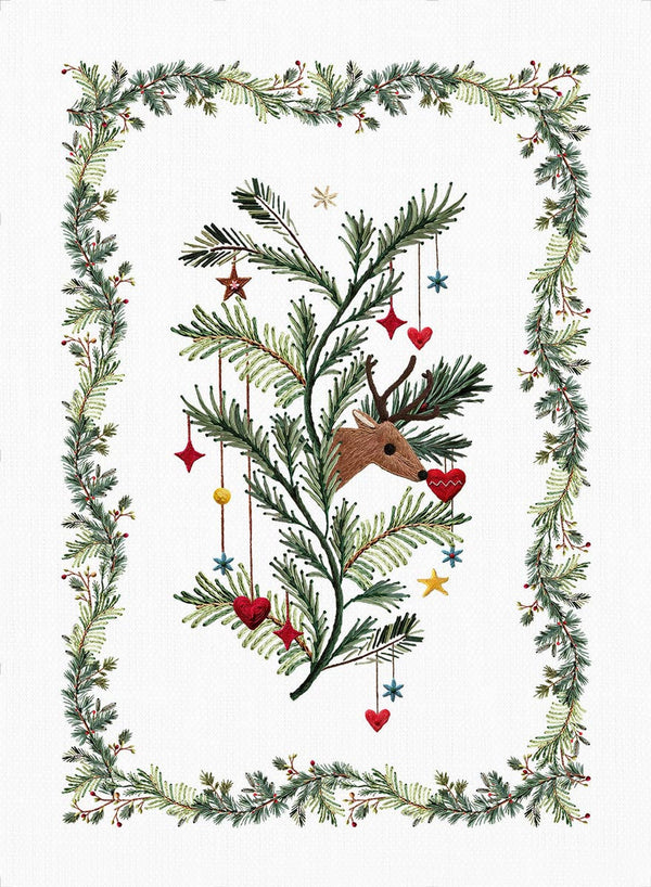 Rudy Christmas Design Linen Tea Towels