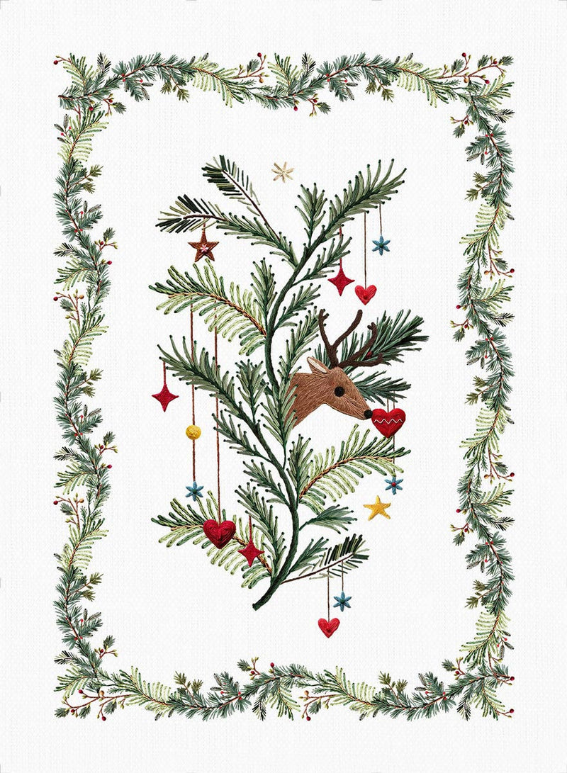 Rudy Christmas Design Linen Tea Towels