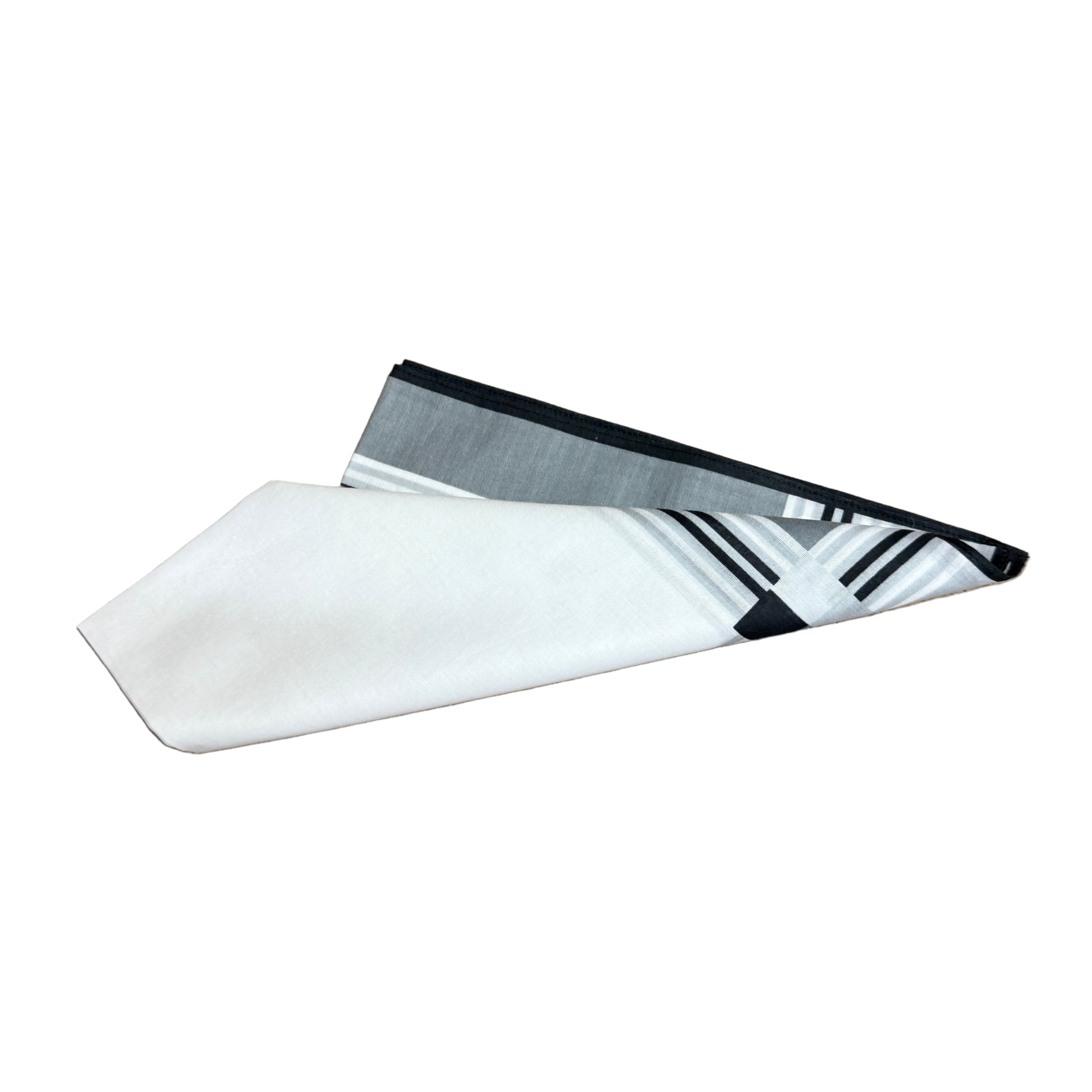 Lehner Men's Swiss Cotton Handkerchiefs - Classic Three stripe Border