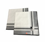 Lehner Men's Swiss Cotton Handkerchiefs - Classic Three stripe Border