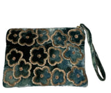 Hand Embroidered Silk Velvet 'Zip Pouch'