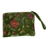 Hand Embroidered Silk Velvet 'Zip Pouch'