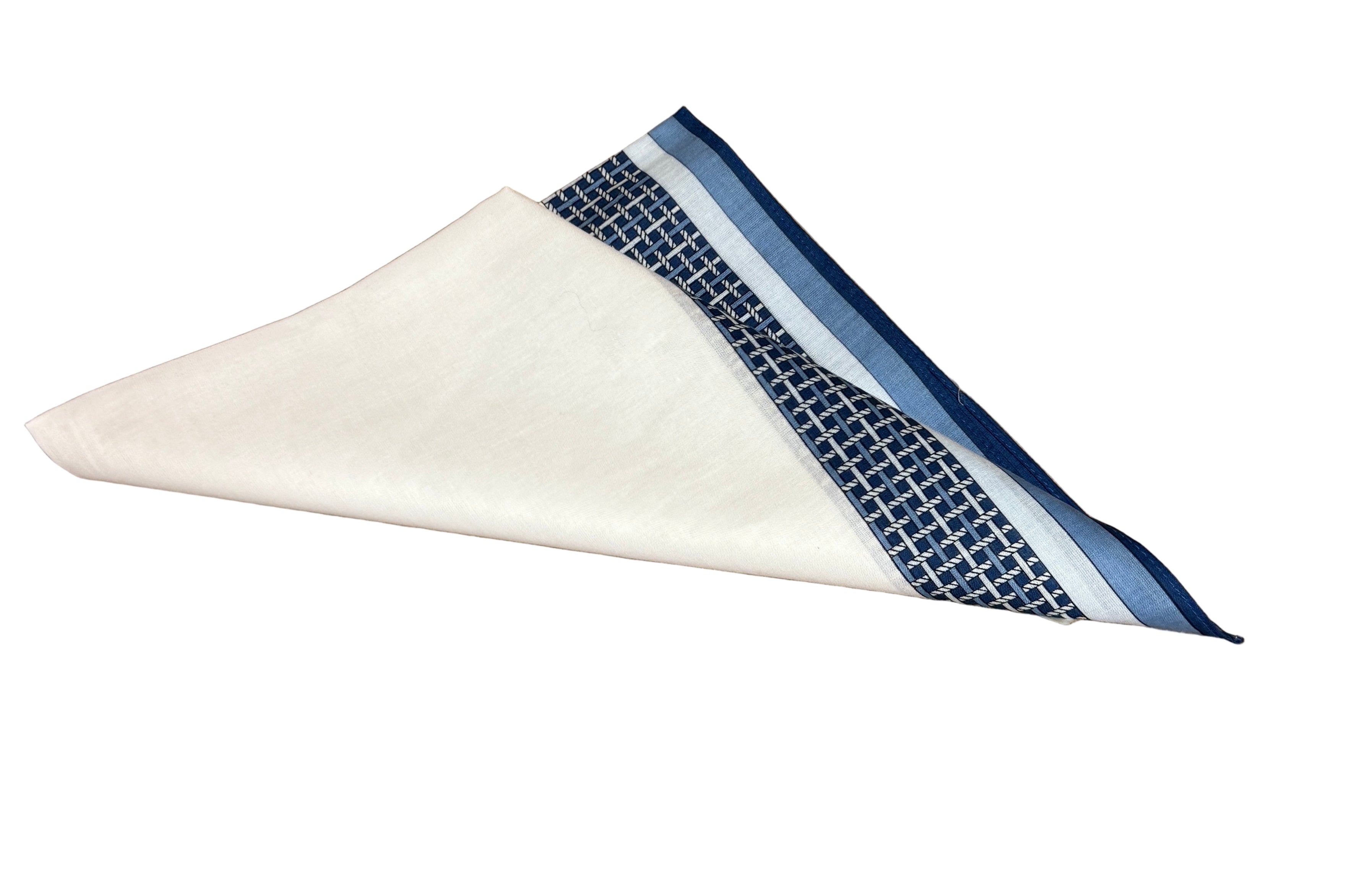 Lehner Men's Swiss Cotton Handkerchiefs - Lattice Border Design