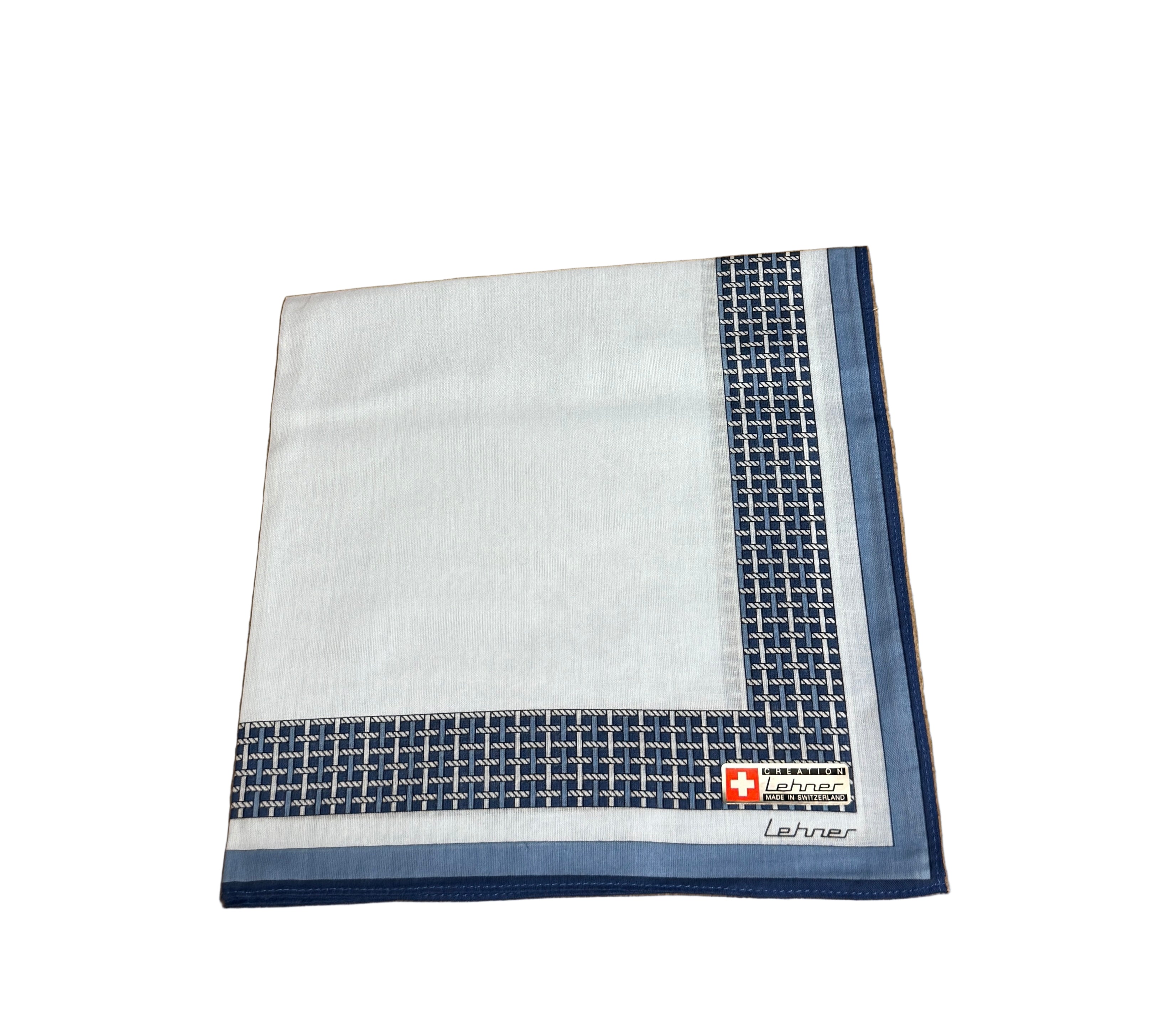 Lehner Men's Swiss Cotton Handkerchiefs - Lattice Border Design