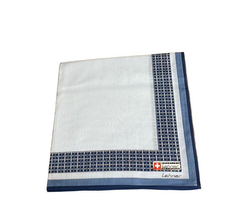 Lehner Men's Swiss Cotton Handkerchiefs - Lattice Border Design