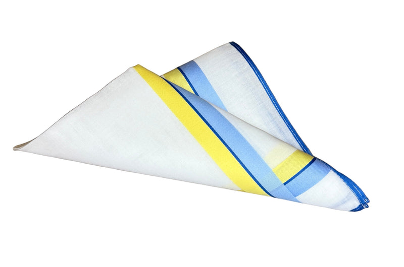 Lehner Ladies Swiss Cotton Handkerchiefs - Double Stripe Border