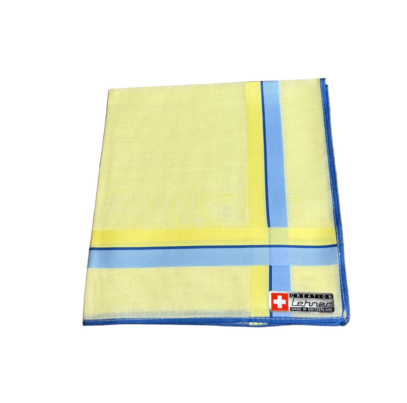 Lehner Ladies Swiss Cotton Handkerchiefs - Double Stripe Border