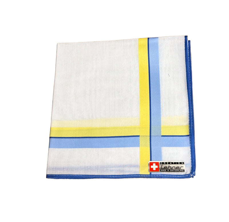 Lehner Ladies Swiss Cotton Handkerchiefs - Double Stripe Border