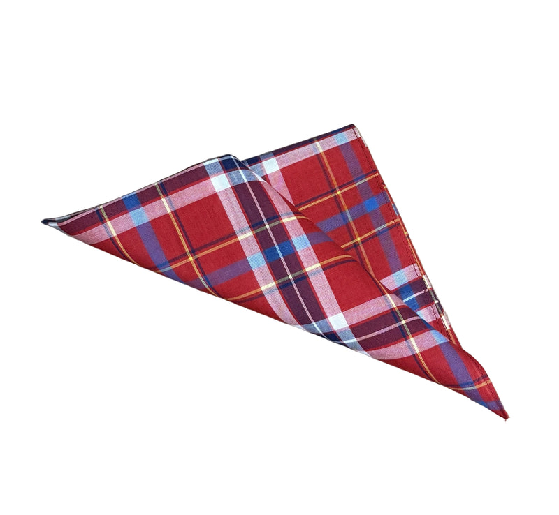 Lehner Ladies Swiss Cotton Handkerchiefs - Red Tartan