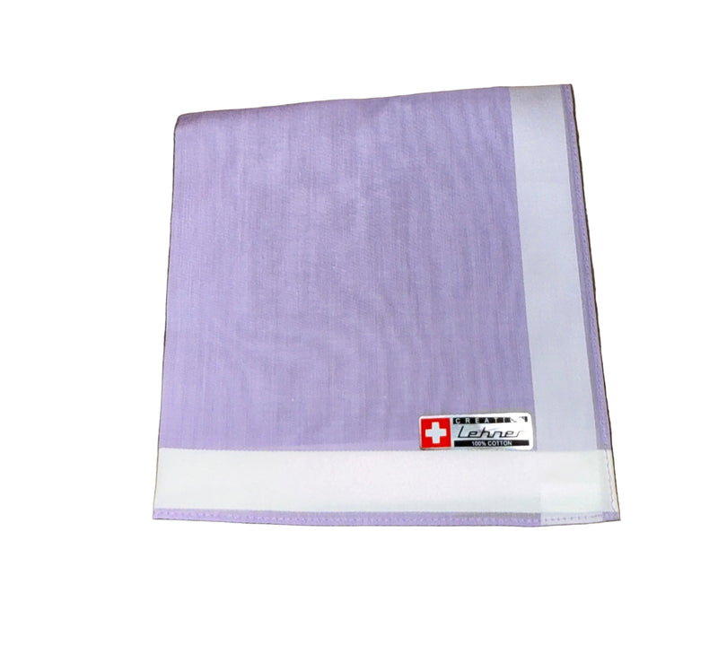 Lehner Ladies Swiss Cotton Handkerchief - White Border