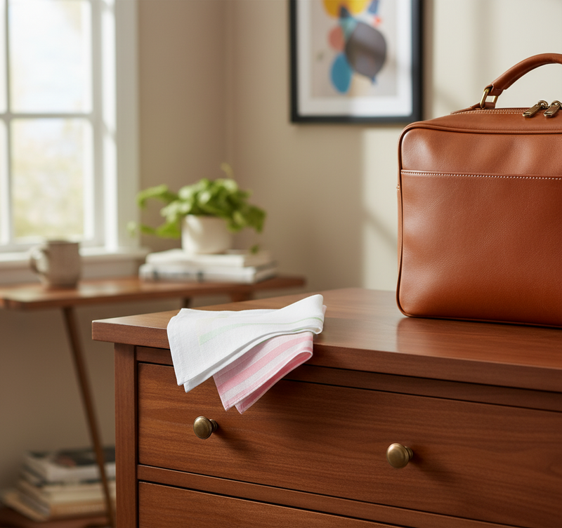 Lehner Ladies Swiss Cotton Handkerchiefs - Multi Stripe Border