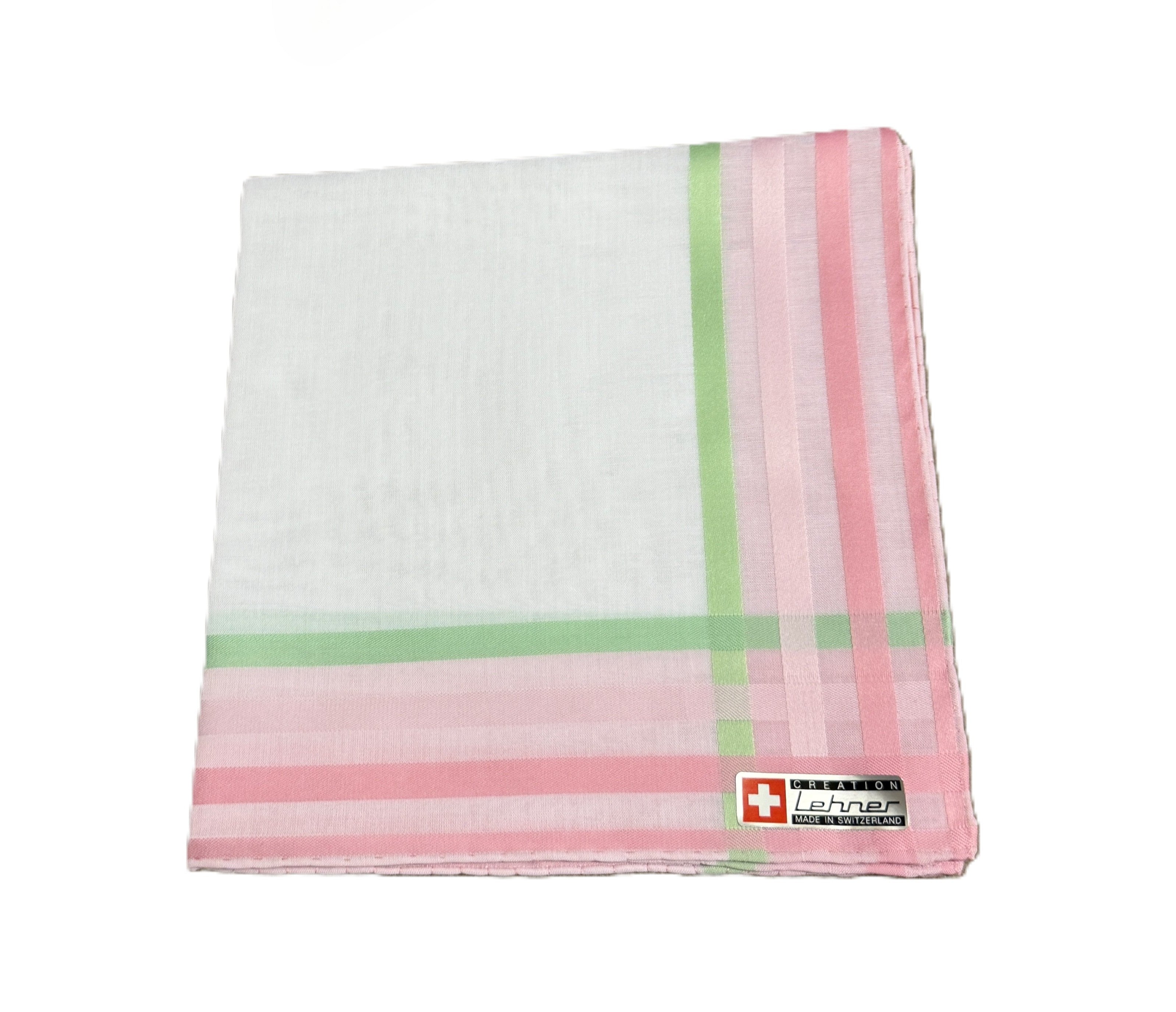 Lehner Ladies Swiss Cotton Handkerchiefs - Multi Stripe Border