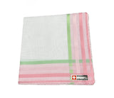 Lehner Ladies Swiss Cotton Handkerchiefs - Multi Stripe Border