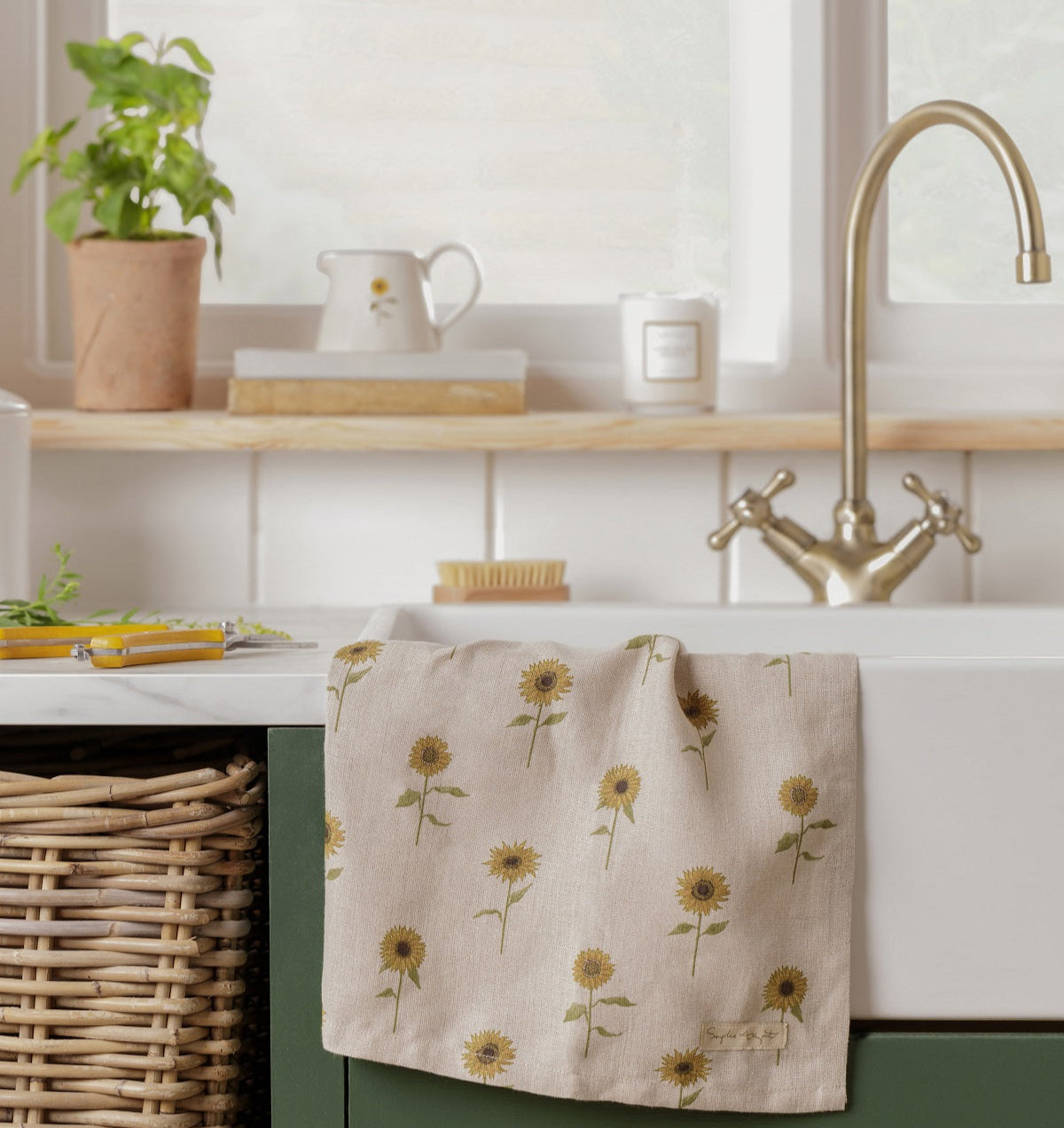Sophie Allport 'Sunflower' Linen Tea Towel