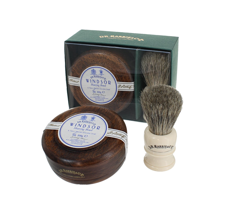 'Windsor' Shaving Gift Set with Mahogany Bowl