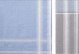 Boxed Set of 6 Grey, Blue & Light Blue with White Border Men's Handkerchiefs