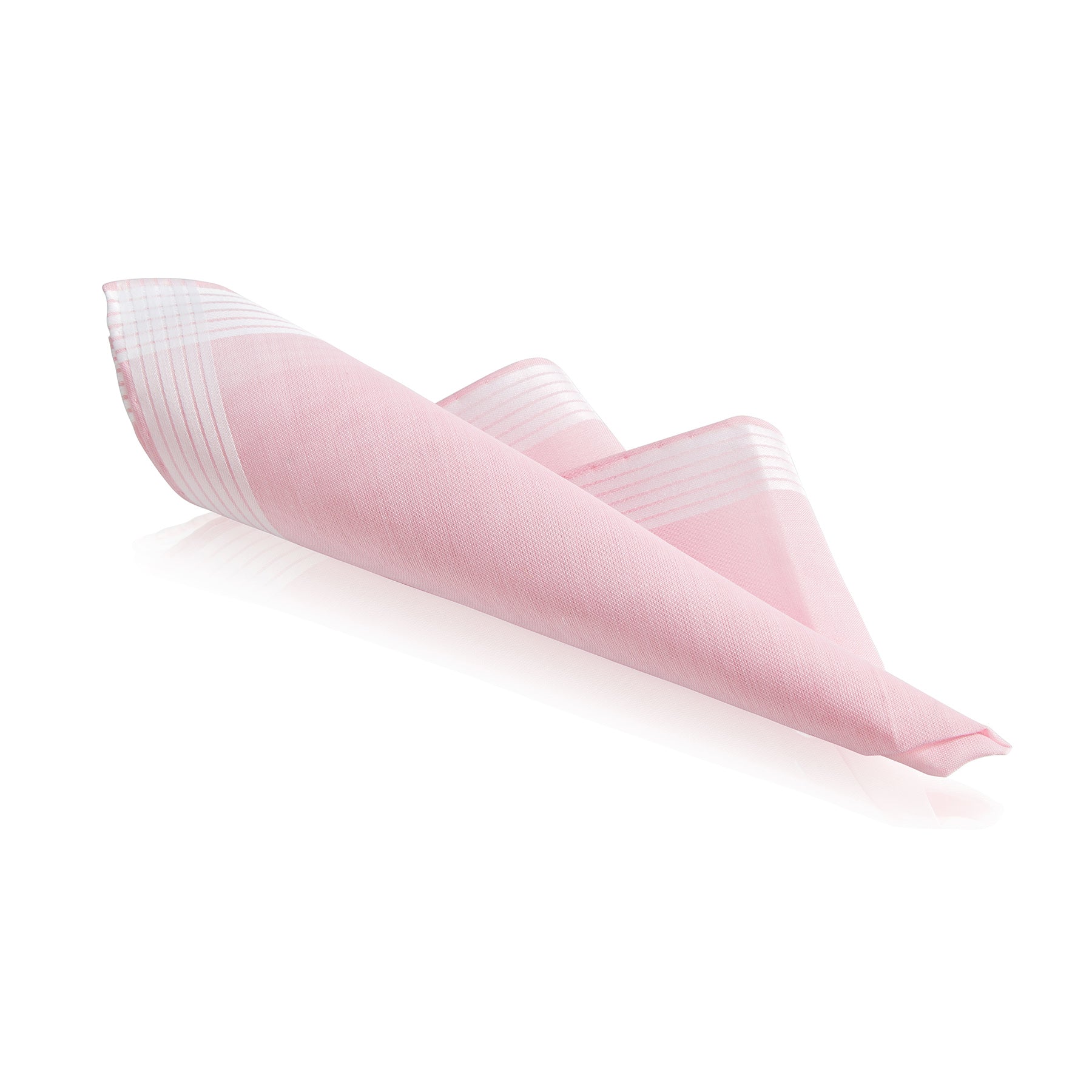 Lehner Ladies Pink Hand-Rolled Swiss Cotton Handkerchiefs - Six Stripe