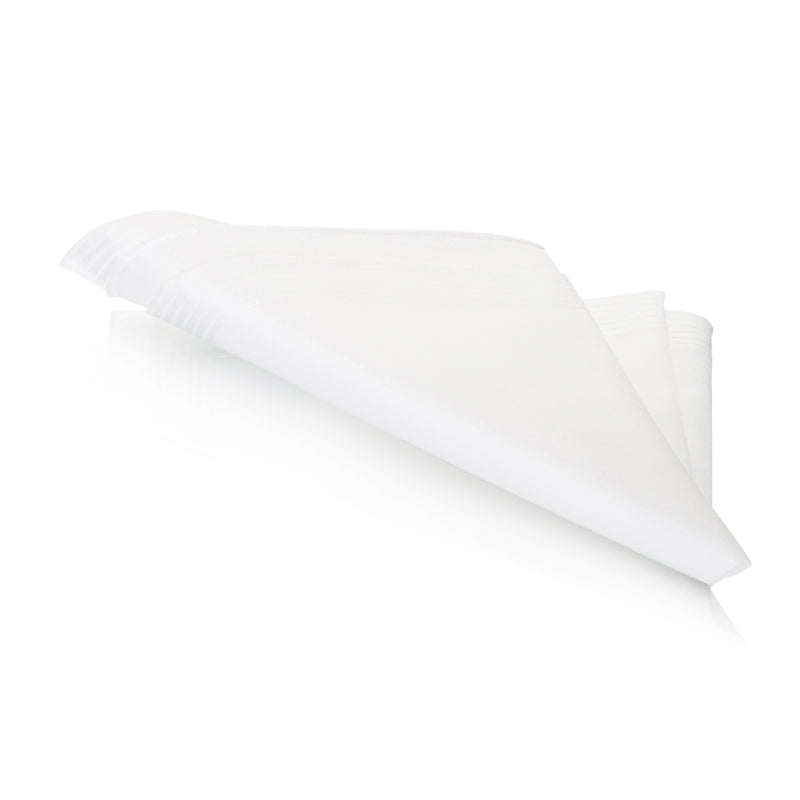 Lehner 'White Self Stripe Hand-Rolled' Ladies Swiss Cotton Handkerchief