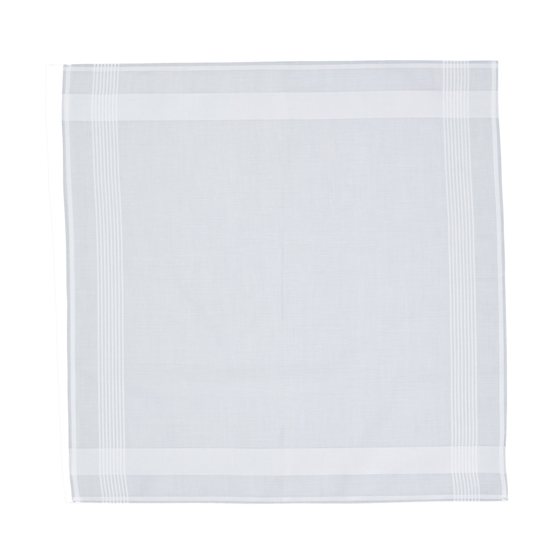 Lehner Men's Swiss Cotton Handkerchiefs - White Band & Eight-Stripe Border