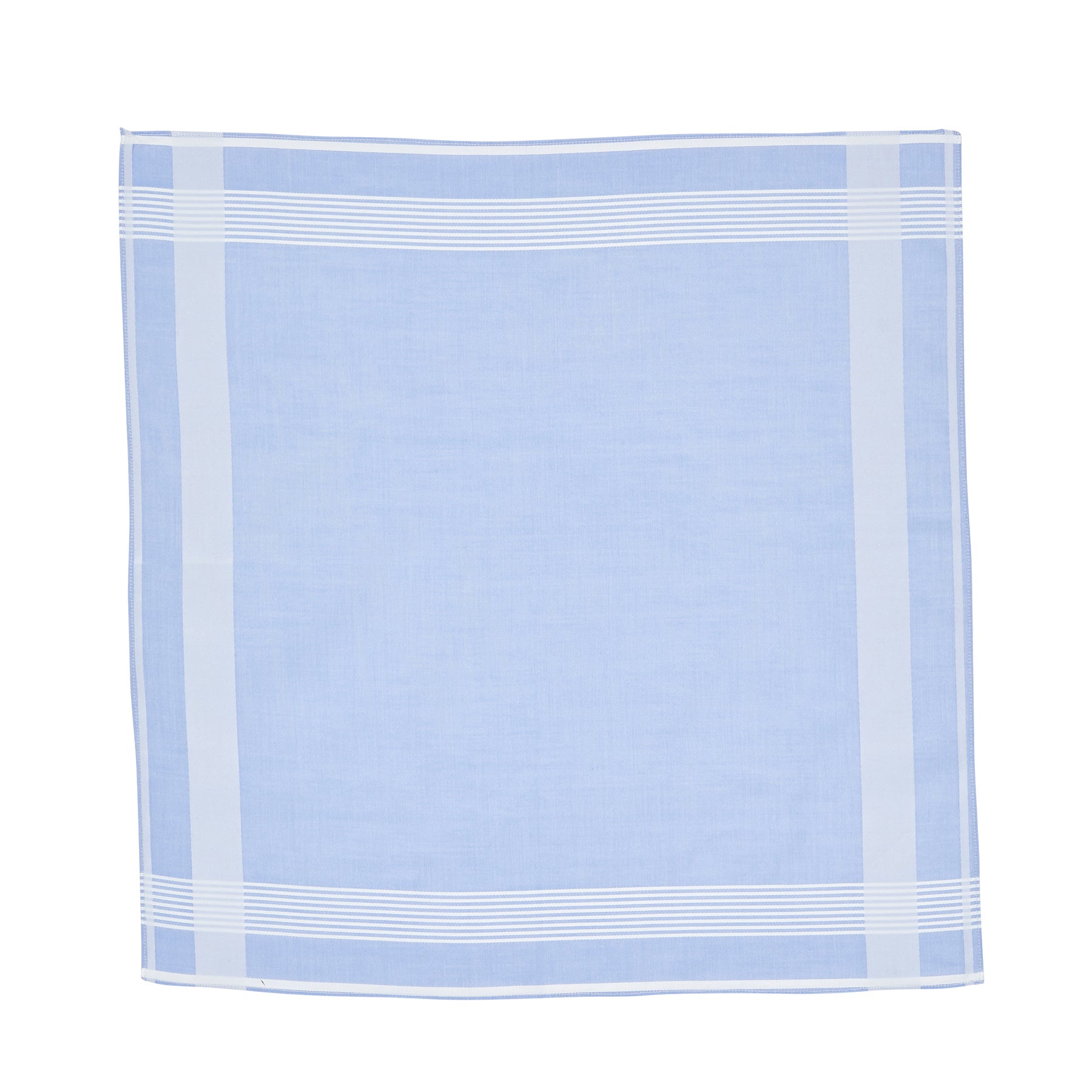 Lehner Men's Swiss Cotton Handkerchiefs - White Band & Eight-Stripe Border
