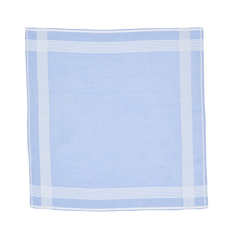 Lehner 'White Band & Eight-Stripes Design' Men's Swiss Cotton Handkerchief
