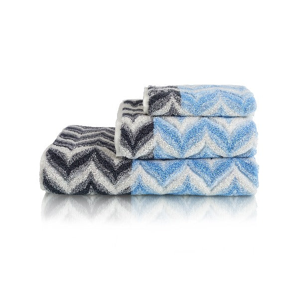 Ottaman Organic Cotton Towel Collection - Blue/Grey Border