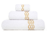'Alhambra' Egyptian Cotton Towel - White Towels with a Gold Dashed Border