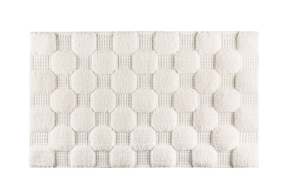 'Aura' Cotton Bath Mat - Beige Mat with all over embossed square pattern
