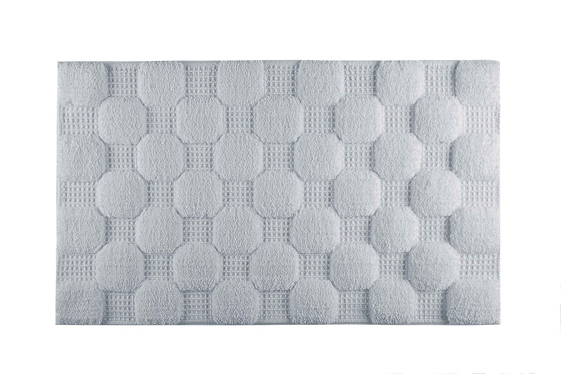 'Aura' Cotton Bath Mat - Silver  Mat with all over embossed square pattern