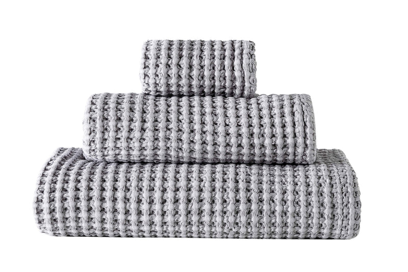 'Aura' Cotton Bath Towel - Silver Honeycomb embossed Towel