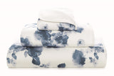 'Bella' Cotton Bath Towels - White Towels with a Blue all over Floral pattern