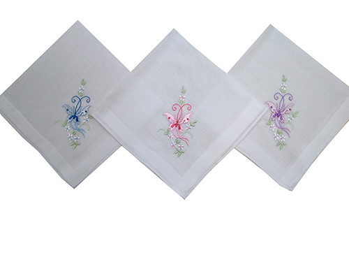 Ladies Printed Relief 'Butterfly'  Cotton  Handkerchief
