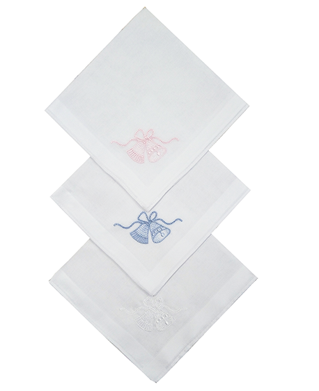 Embroidered 'Bells' Design Cotton Ladies Handkerchiefs