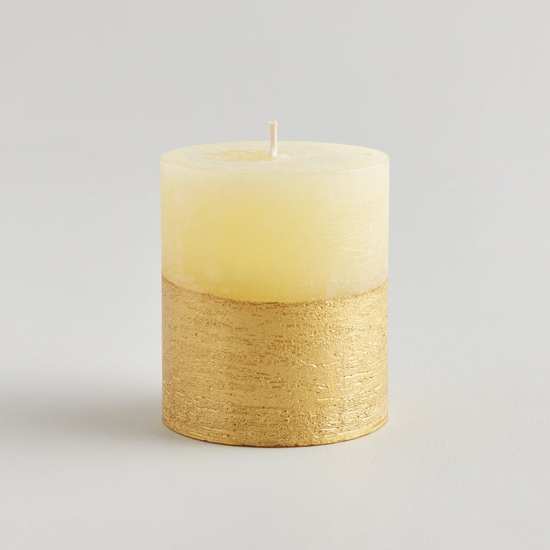 Gold Dipped Pillar Candle