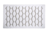 'Petalo' Cotton Bath Mat (60x100cm)  - Embossed white oval pattern on a light grey background with a white border.