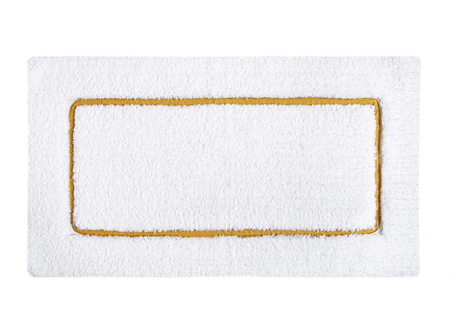 Portobello' Egyptian Cotton Bath Mat (60x100cm) - White Mat with thin Gold Mid Border